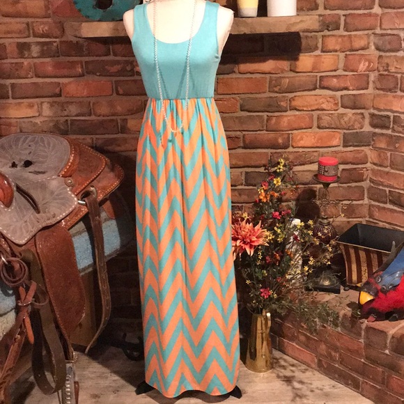 lemon tree Dresses & Skirts - Pretty Teal & Peach Maxi Dress